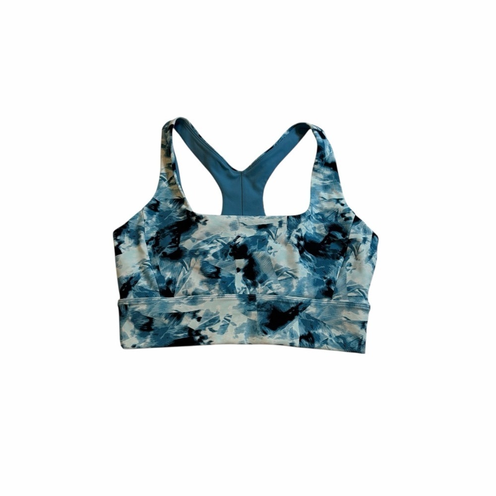 Zella Blue Marble Print Sports Bra | Medium Support Racerback| SMALL
